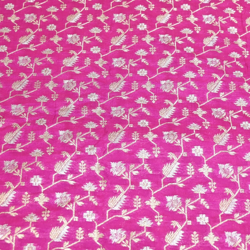 Premium Silk Alfi Zari Brocade Floral Jaal Fabric | Designer Ethnic Wear Material | AS1856-8