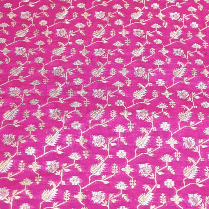 Premium Silk Alfi Zari Brocade Floral Jaal Fabric | Designer Ethnic Wear Material | AS1856-8
