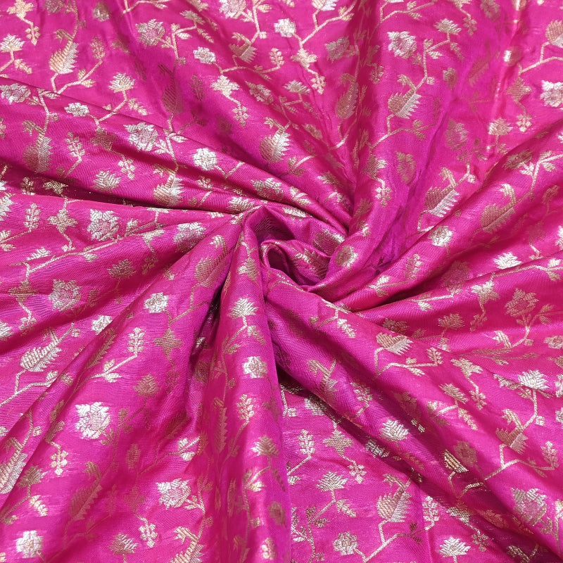 Premium Silk Alfi Zari Brocade Floral Jaal Fabric | Designer Ethnic Wear Material | AS1856-8