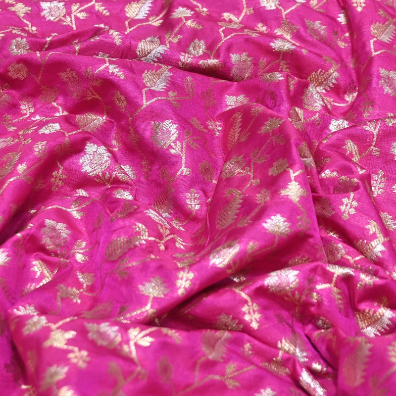 Premium Silk Alfi Zari Brocade Floral Jaal Fabric | Designer Ethnic Wear Material | AS1856-8