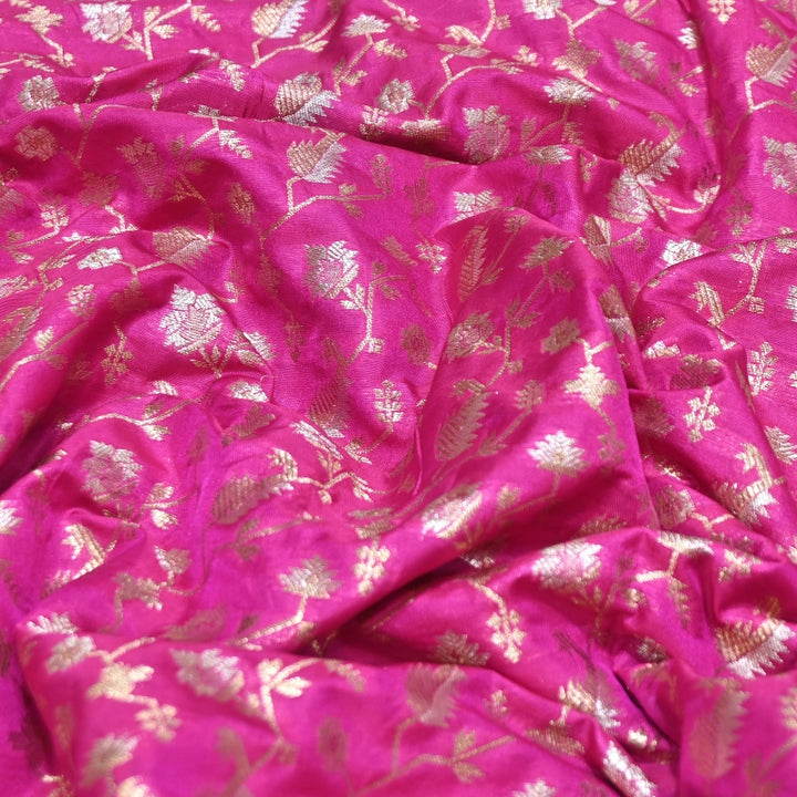 Premium Silk Alfi Zari Brocade Floral Jaal Fabric | Designer Ethnic Wear Material | AS1856-8