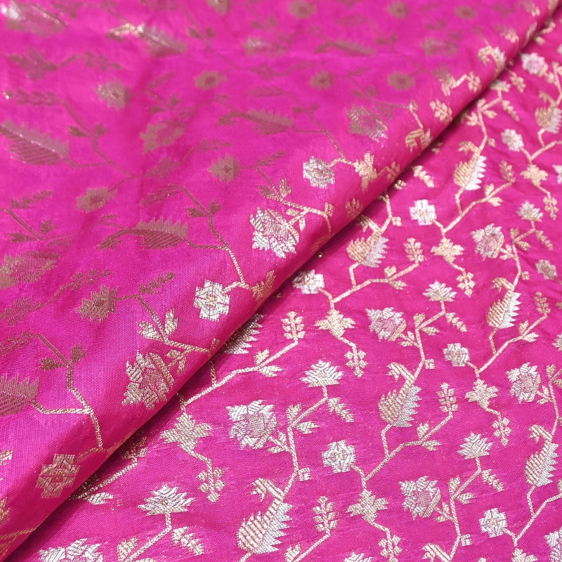 Premium Silk Alfi Zari Brocade Floral Jaal Fabric | Designer Ethnic Wear Material | AS1856-8