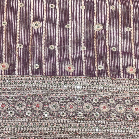 Dyed Tissue Zari Moti & Sequins Embroidery Fabric – Heavy Designer Tissue Fabric - V3205C-B