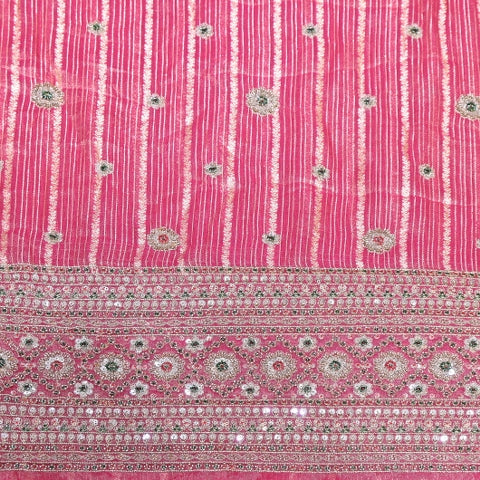 Dyed Tissue Zari Moti & Sequins Embroidery Fabric – Heavy Designer Tissue Fabric - V3205C-C