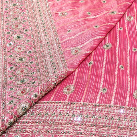 Dyed Tissue Zari Moti & Sequins Embroidery Fabric – Heavy Designer Tissue Fabric - V3205C-C