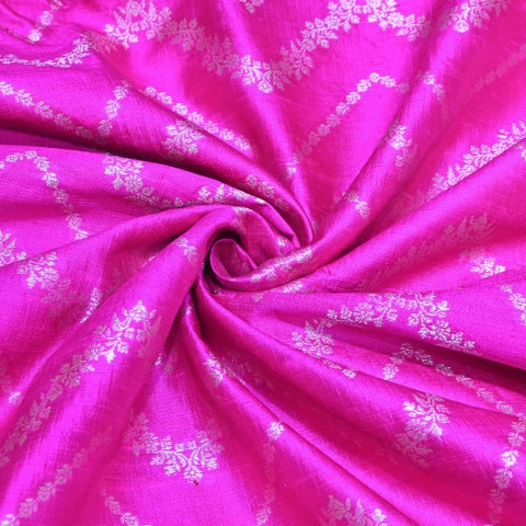 Luxurious Raw Silk Zari Brocade Fabric With Intricate Golden Zari Weaving - 001595-04