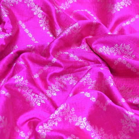 Luxurious Raw Silk Zari Brocade Fabric With Intricate Golden Zari Weaving - 001595-04