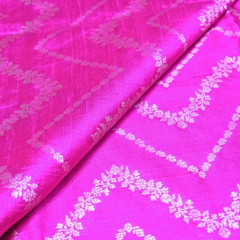 Luxurious Raw Silk Zari Brocade Fabric With Intricate Golden Zari Weaving - 001595-04