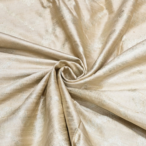 Luxurious Raw Silk Zari Brocade Fabric With Intricate Golden Zari Weaving - 001595-06