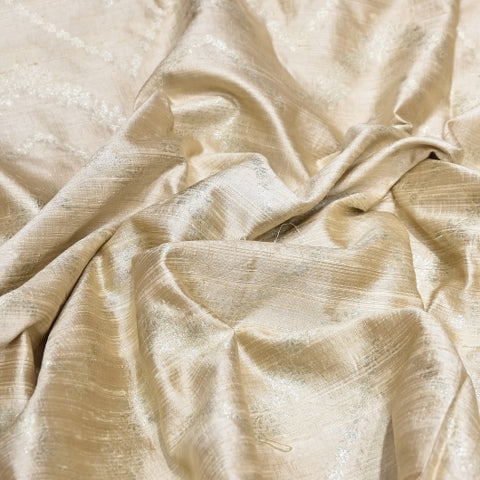 Luxurious Raw Silk Zari Brocade Fabric With Intricate Golden Zari Weaving - 001595-06
