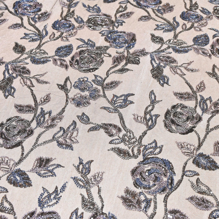 Luxury Imported Floral Beaded & Sequins Embroidered Net Fabric – CF4884-01
