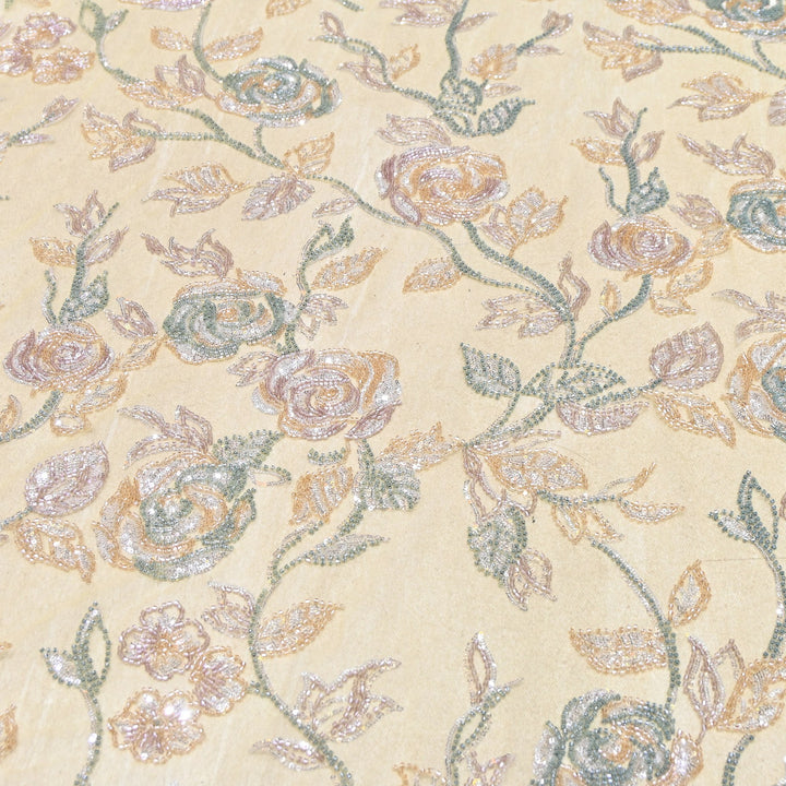 Luxury Imported Floral Beaded & Sequins Embroidered Net Fabric – CF4884-02