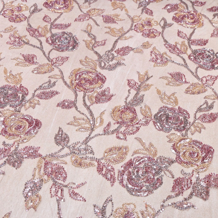 Luxury Imported Floral Beaded & Sequins Embroidered Net Fabric – CF4884-05