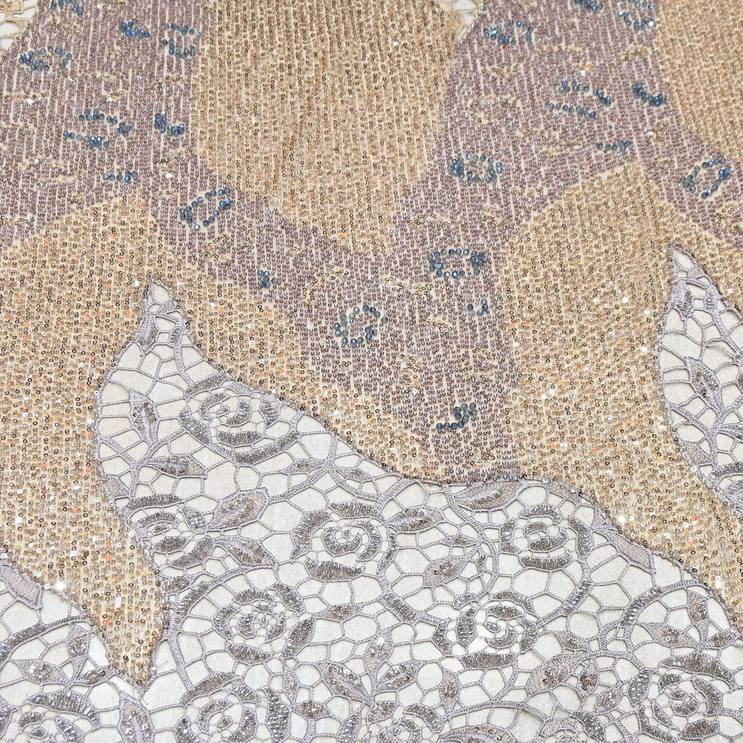 Imported Net Heavy Sequin Embroidery Fabric | Designer Floral Embellished Net Fabric | CF4819-1