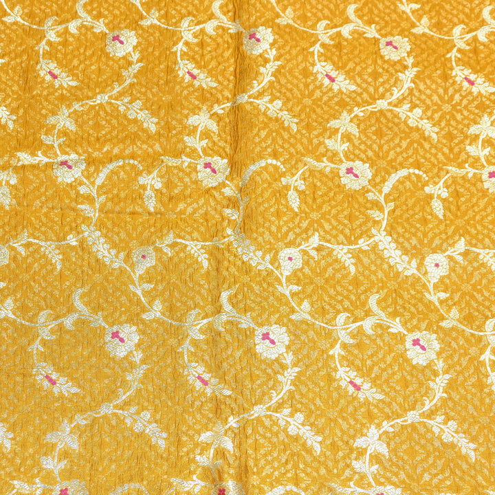 Pure Raw Mango Mina Booti Brocade Fabric – Traditional Woven Designer Fabric - RAW975-1