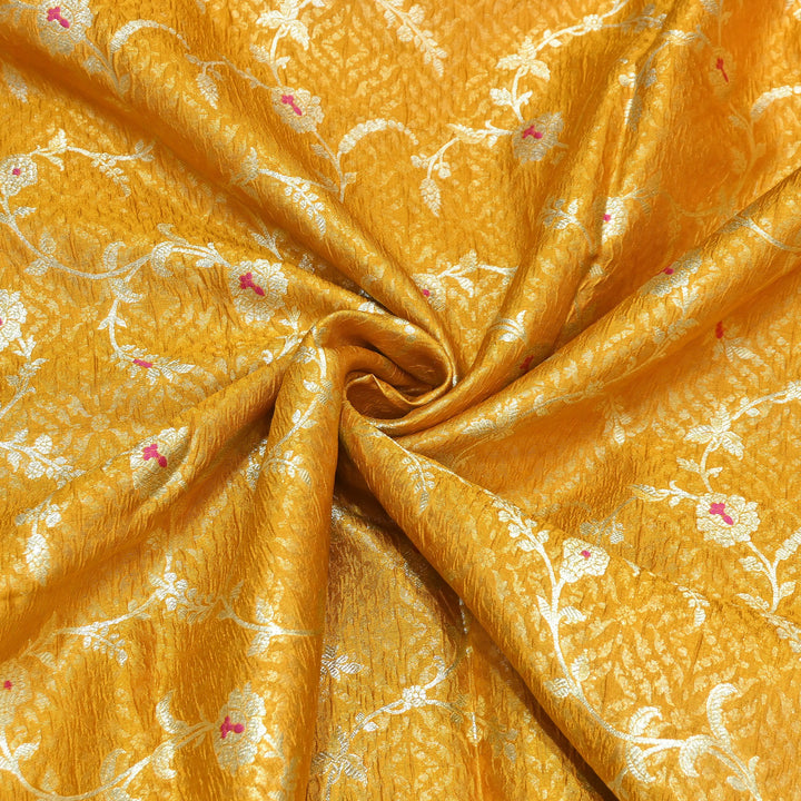 Pure Raw Mango Mina Booti Brocade Fabric – Traditional Woven Designer Fabric - RAW975-1
