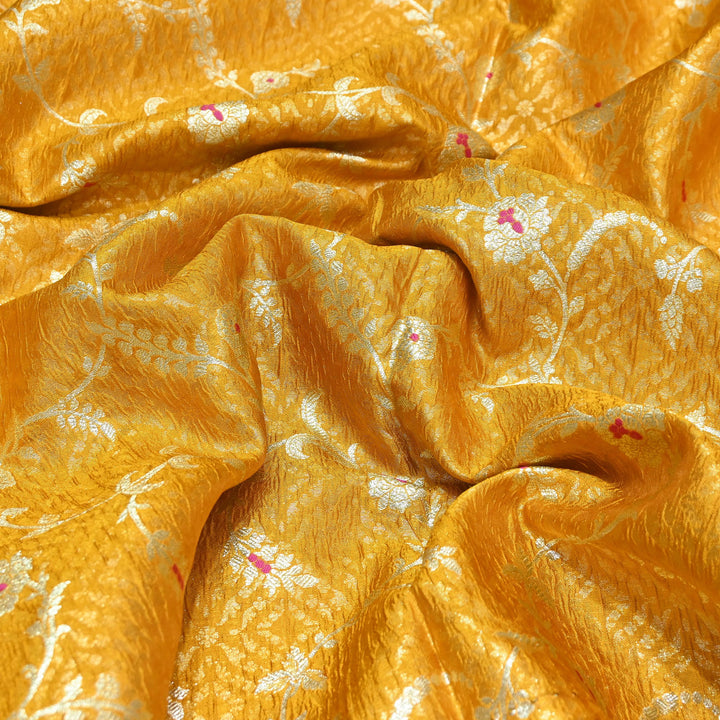 Pure Raw Mango Mina Booti Brocade Fabric – Traditional Woven Designer Fabric - RAW975-1