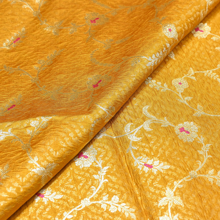 Pure Raw Mango Mina Booti Brocade Fabric – Traditional Woven Designer Fabric - RAW975-1