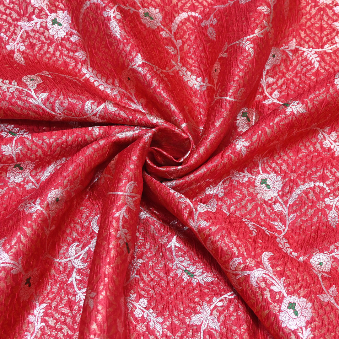 Pure Raw Mango Mina Booti Brocade Fabric – Traditional Woven Designer Fabric - RAW975-2