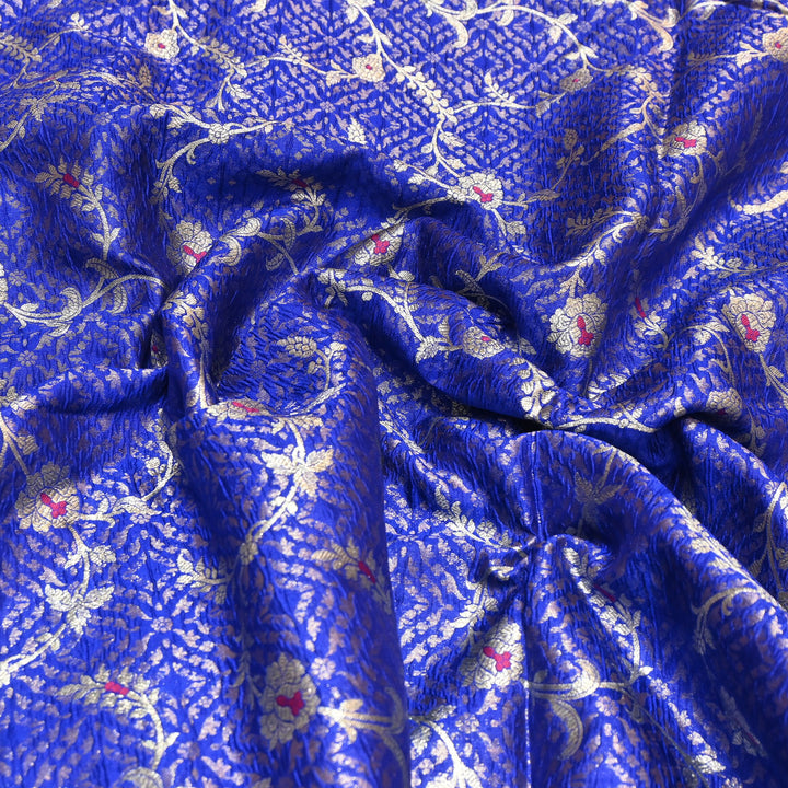 Pure Raw Mango Mina Booti Brocade Fabric – Traditional Woven Designer Fabric - RAW975-4