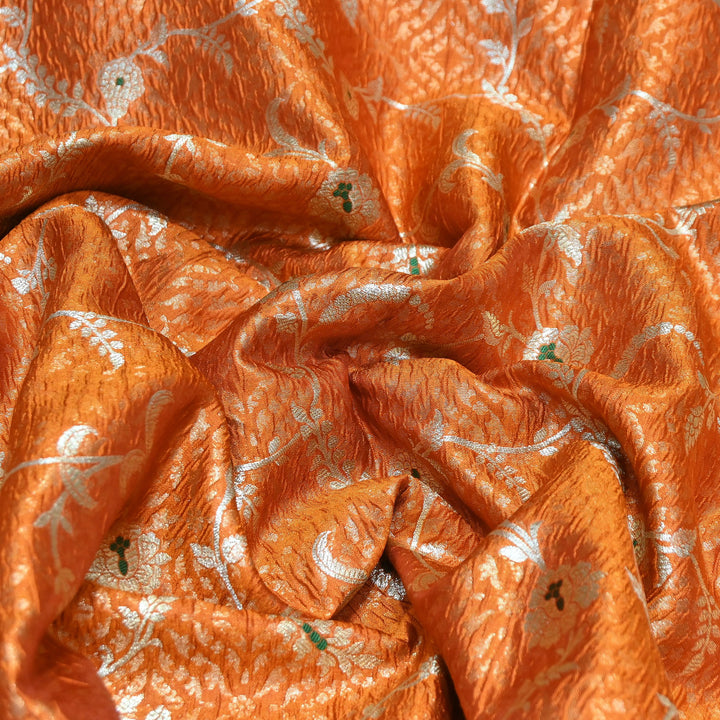 Pure Raw Mango Mina Booti Brocade Fabric – Traditional Woven Designer Fabric - RAW975-5