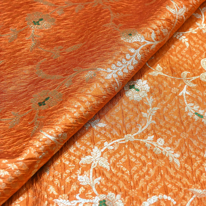 Pure Raw Mango Mina Booti Brocade Fabric – Traditional Woven Designer Fabric - RAW975-5