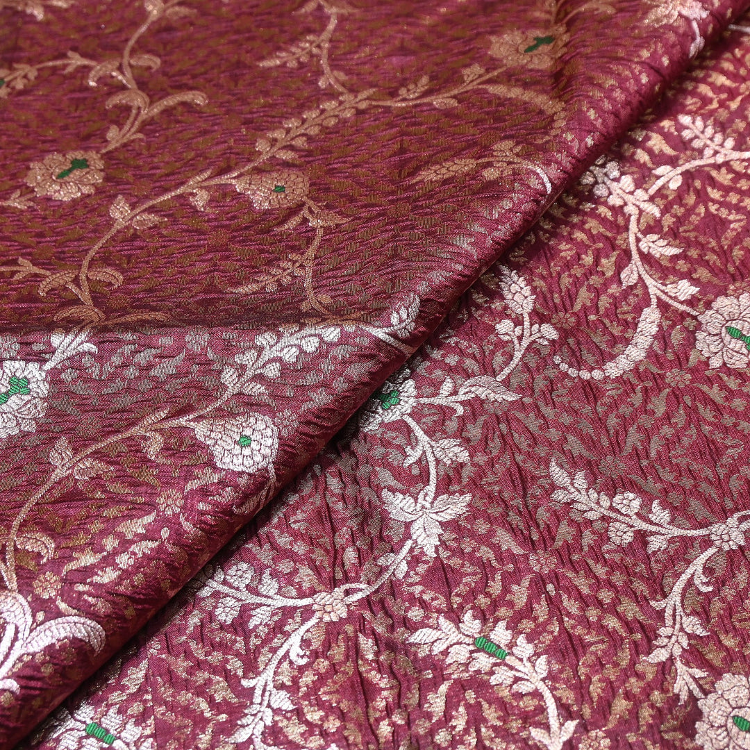 Pure Raw Mango Mina Booti Brocade Fabric – Traditional Woven Designer Fabric - RAW975-6