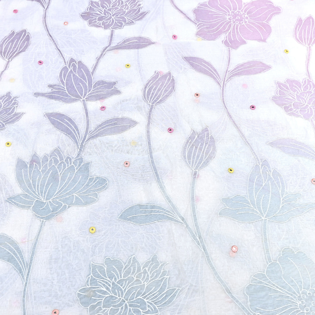 Mul Chanderi Fabric With Mirror Work Embroidery- Premium Designer Fabric- GP4382-4
