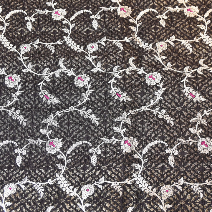 Pure Raw Mango Mina Booti Brocade Fabric – Traditional Woven Designer Fabric - RAW975-8
