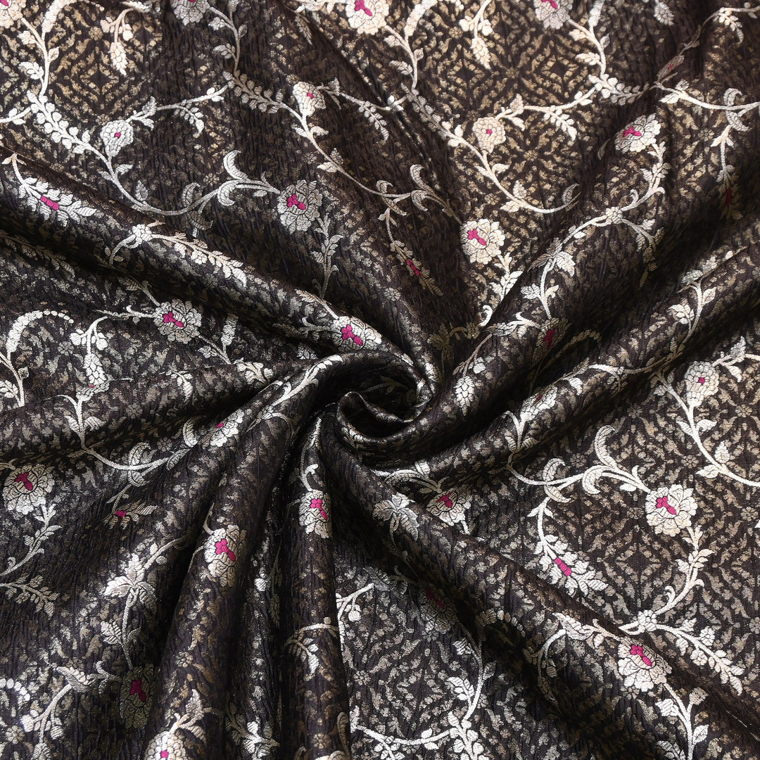 Pure Raw Mango Mina Booti Brocade Fabric – Traditional Woven Designer Fabric - RAW975-8