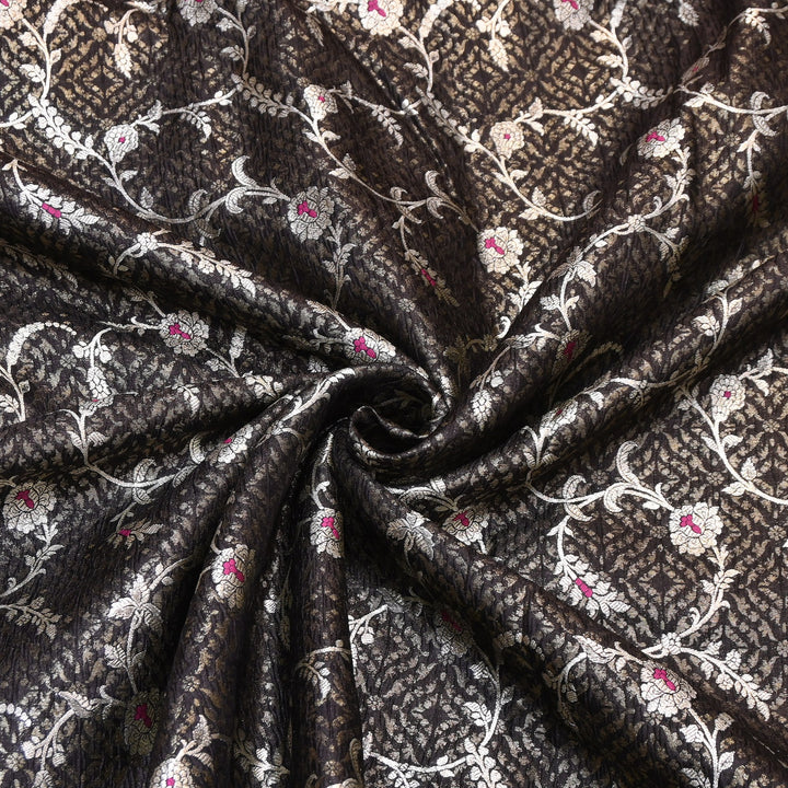 Pure Raw Mango Mina Booti Brocade Fabric – Traditional Woven Designer Fabric - RAW975-8