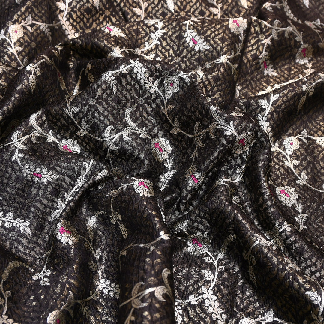 Pure Raw Mango Mina Booti Brocade Fabric – Traditional Woven Designer Fabric - RAW975-8