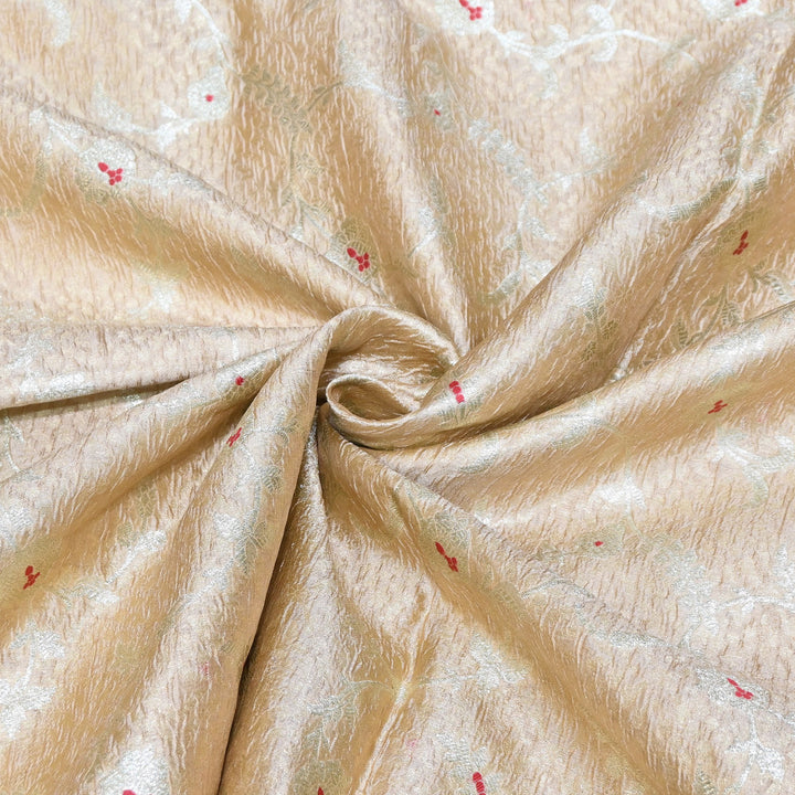 Pure Raw Mango Mina Booti Brocade Fabric – Traditional Woven Designer Fabric - RAW975-10