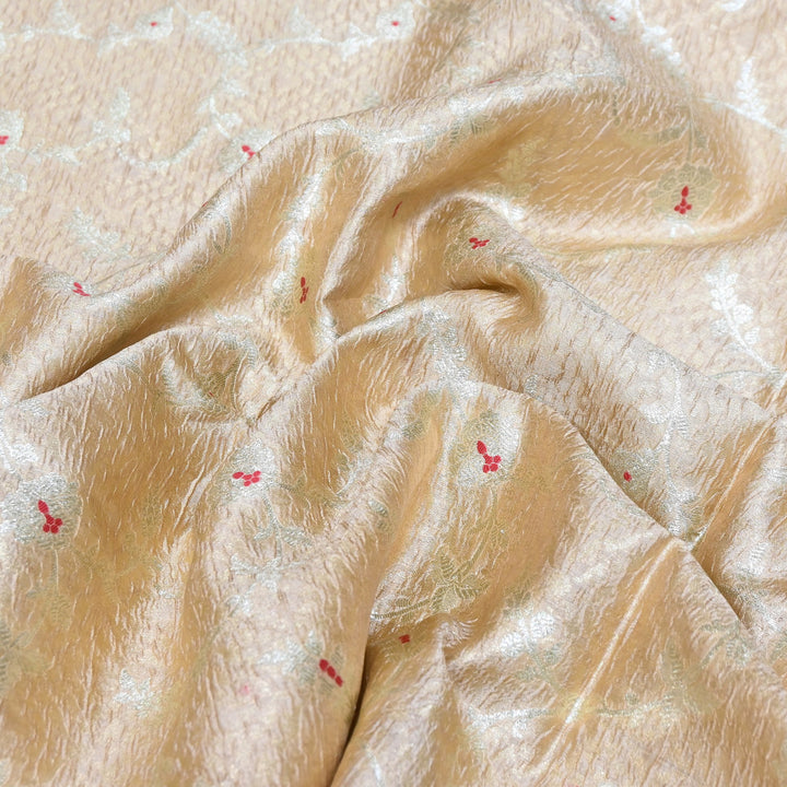 Pure Raw Mango Mina Booti Brocade Fabric – Traditional Woven Designer Fabric - RAW975-10
