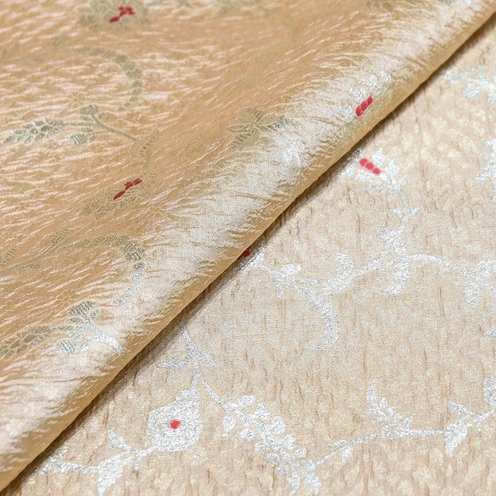 Pure Raw Mango Mina Booti Brocade Fabric – Traditional Woven Designer Fabric - RAW975-10