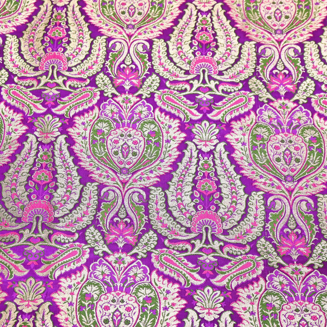 Luxury Satin Kimkhab Meena Brocade Fabric – Rich Woven Zari Designer Fabric - HM0600-11