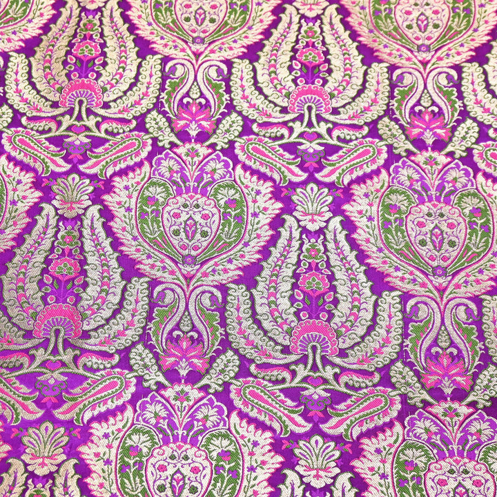 Luxury Satin Kimkhab Meena Brocade Fabric – Rich Woven Zari Designer Fabric - HM0600-11