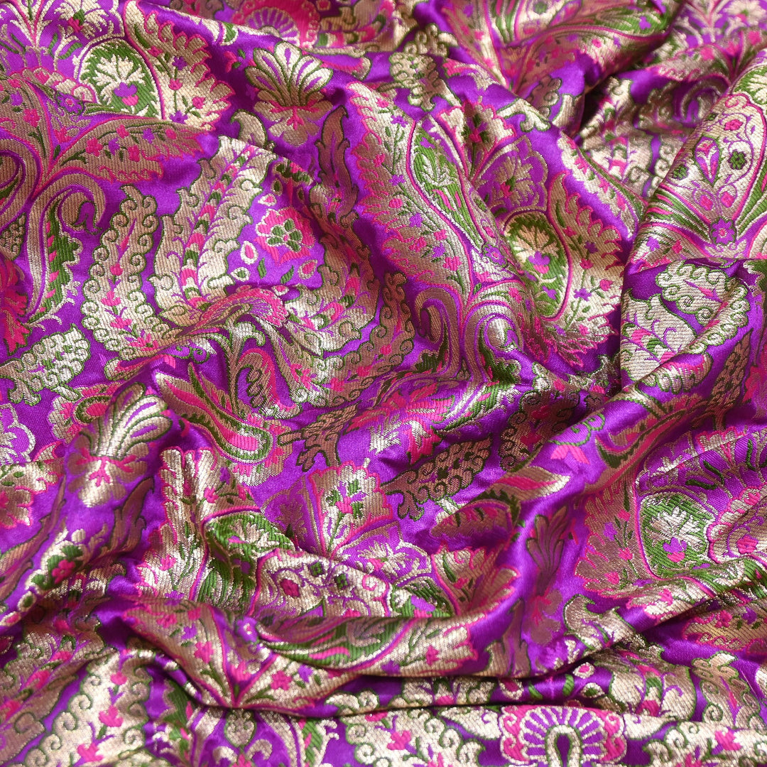 Luxury Satin Kimkhab Meena Brocade Fabric – Rich Woven Zari Designer Fabric - HM0600-11