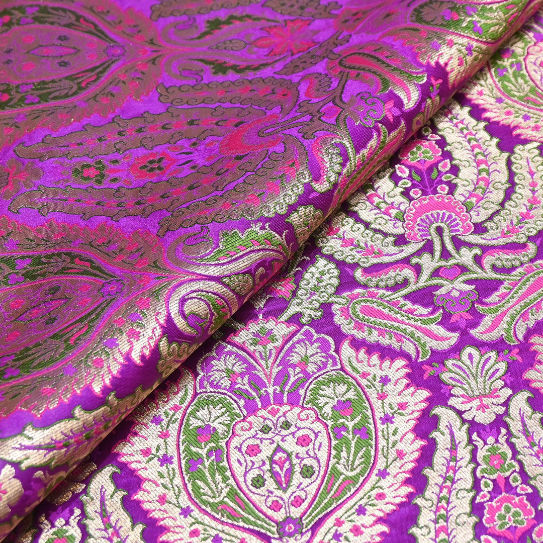 Luxury Satin Kimkhab Meena Brocade Fabric – Rich Woven Zari Designer Fabric - HM0600-11