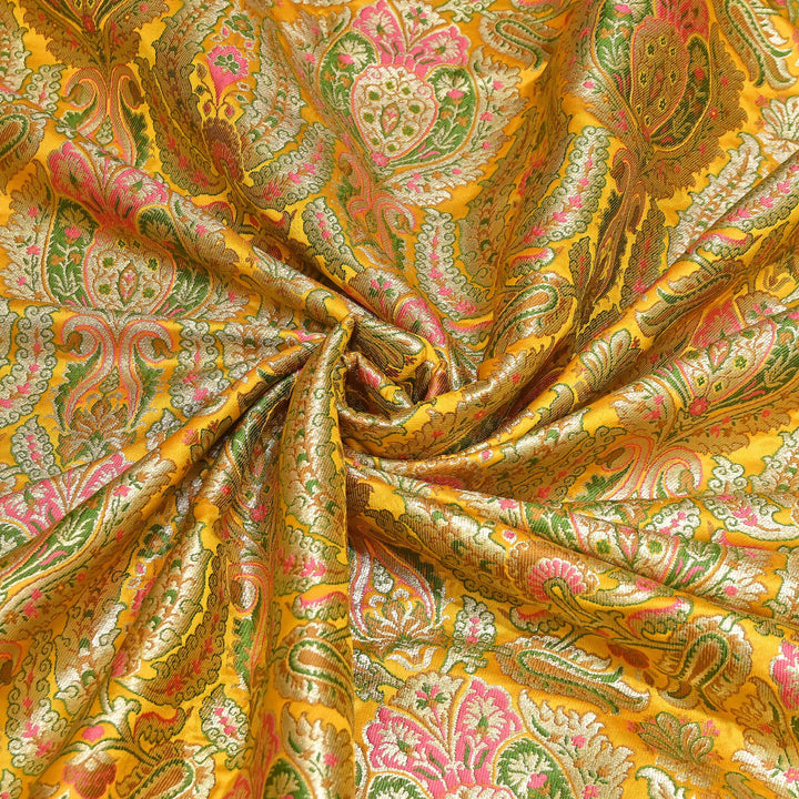 Luxury Satin Kimkhab Meena Brocade Fabric – Rich Woven Zari Designer Fabric - HM0600-10
