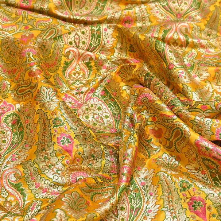 Luxury Satin Kimkhab Meena Brocade Fabric – Rich Woven Zari Designer Fabric - HM0600-10