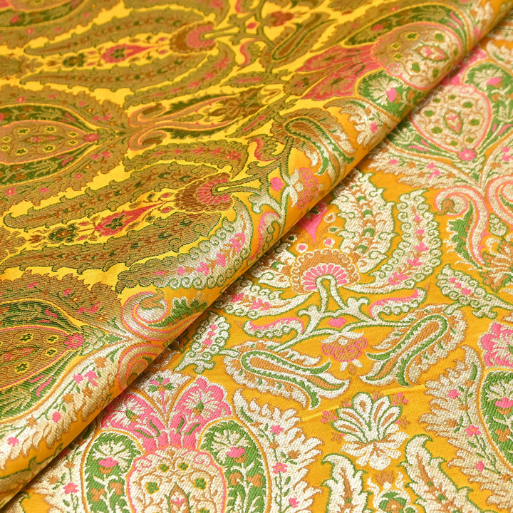 Luxury Satin Kimkhab Meena Brocade Fabric – Rich Woven Zari Designer Fabric - HM0600-10