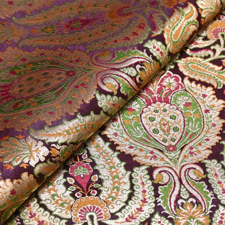Luxury Satin Kimkhab Meena Brocade Fabric – Rich Woven Zari Designer Fabric - HM0600-9