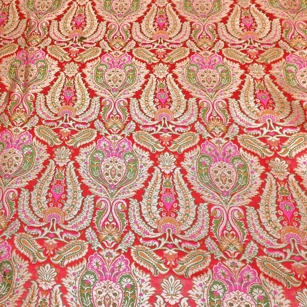 Luxury Satin Kimkhab Meena Brocade Fabric – Rich Woven Zari Designer Fabric - HM0600-8