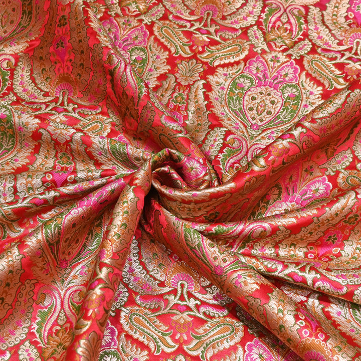 Luxury Satin Kimkhab Meena Brocade Fabric – Rich Woven Zari Designer Fabric - HM0600-8