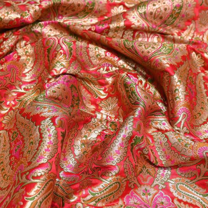 Luxury Satin Kimkhab Meena Brocade Fabric – Rich Woven Zari Designer Fabric - HM0600-8