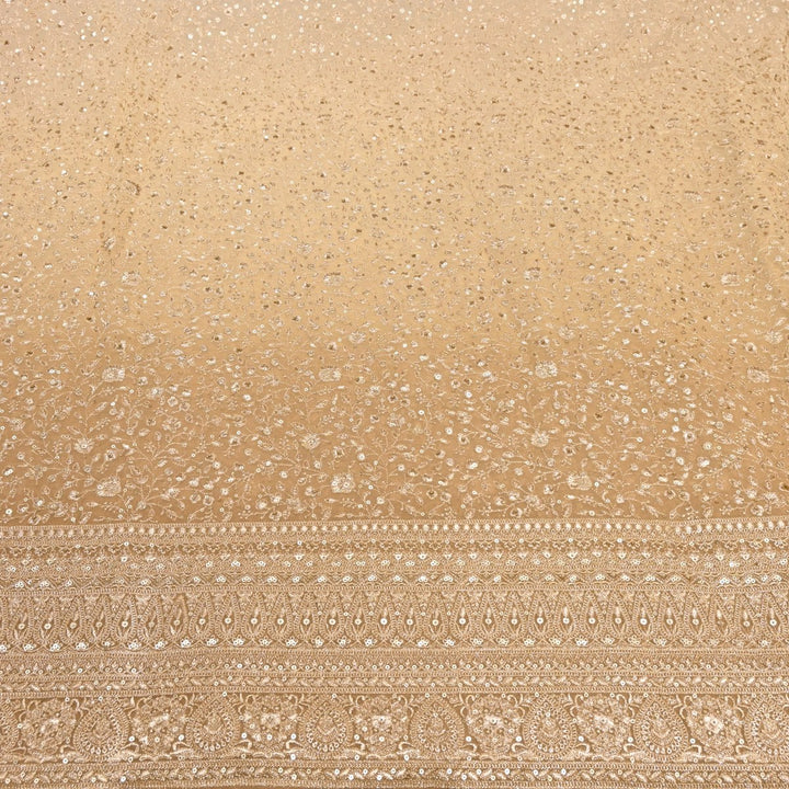 Fawn Color Dyed Viscose Georgette Zari Sequins Embroidery Fabric-SC0R255A
