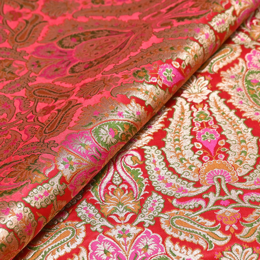 Luxury Satin Kimkhab Meena Brocade Fabric – Rich Woven Zari Designer Fabric - HM0600-8
