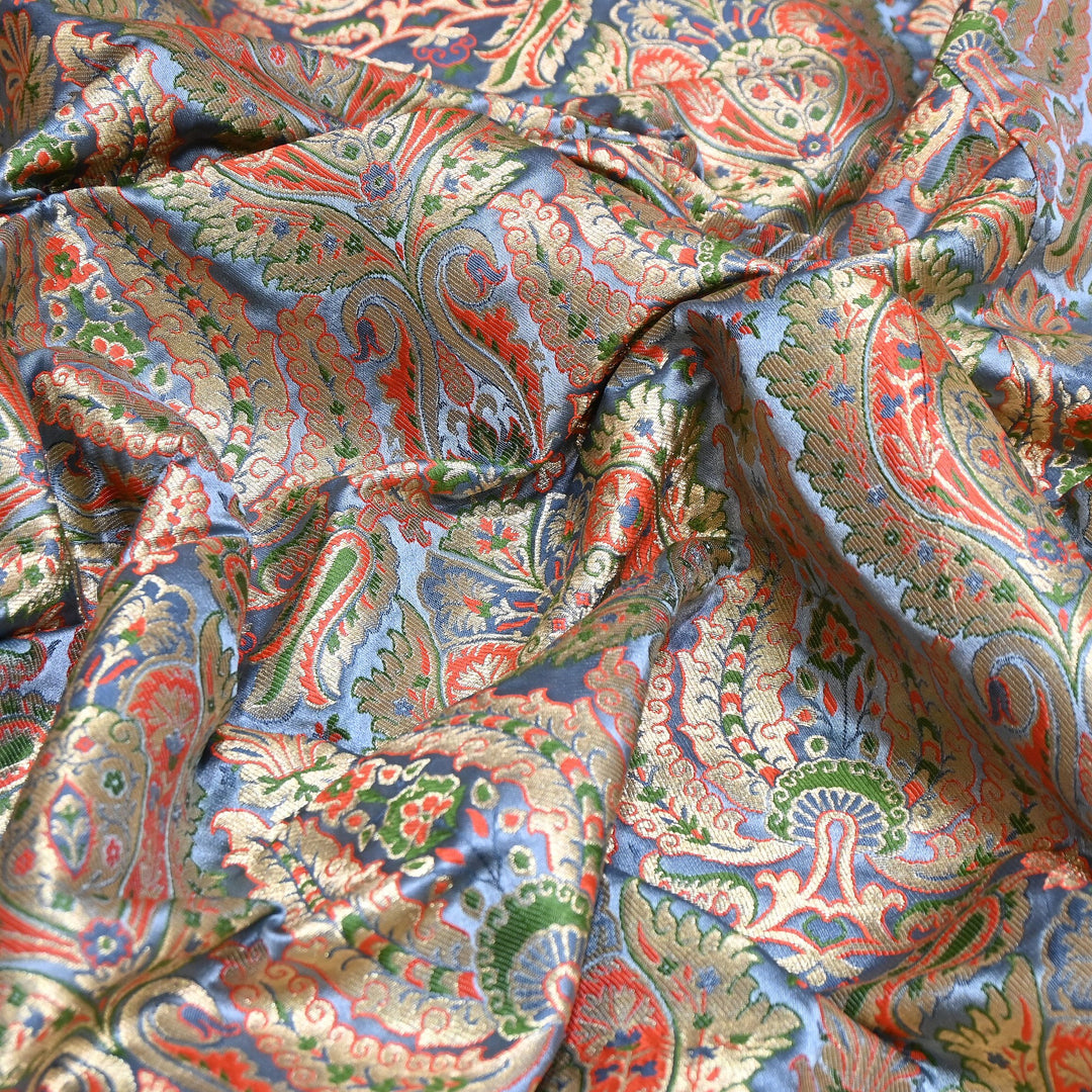 Luxury Satin Kimkhab Meena Brocade Fabric – Rich Woven Zari Designer Fabric - HM0600-7