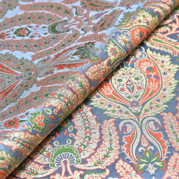 Luxury Satin Kimkhab Meena Brocade Fabric – Rich Woven Zari Designer Fabric - HM0600-7